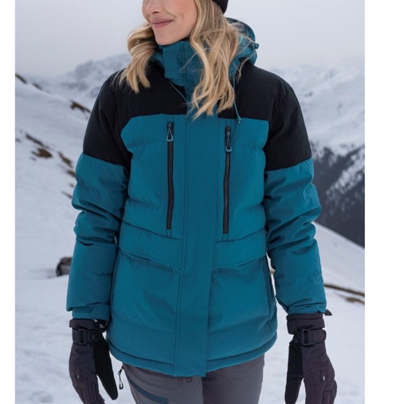 Mountain Warehouse Ultra Avalanche Goose Down Jacket Sz 12 Teal/Black NWOT - Picture 1 of 9